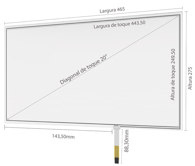 KIT PAINEL SENSÍVEL AO TOQUE RESISTIVO 20" FORMATO 16:9-4739
