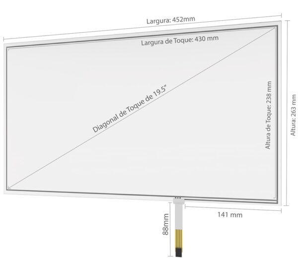 KIT PAINEL SENSÍVEL AO TOQUE RESISTIVO 19.5" FORMATO 16:9-4738