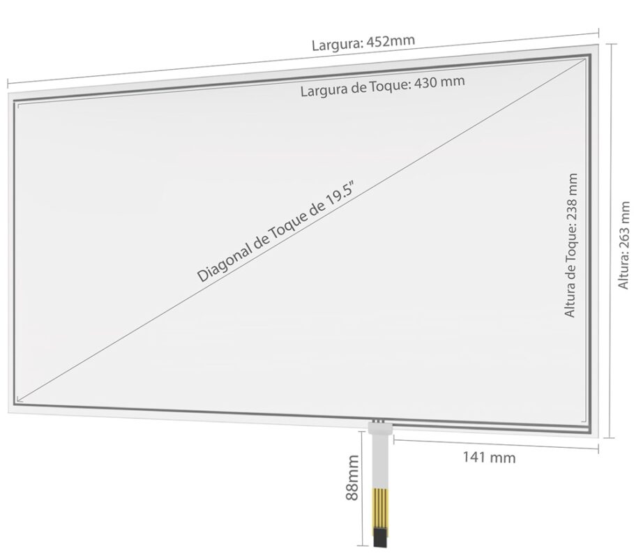 KIT PAINEL SENSÍVEL AO TOQUE RESISTIVO 19.5" FORMATO 16:9-4738