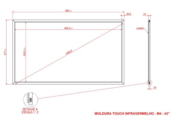 MOLDURA SENSÍVEL AO TOQUE INFRAVERMELHA 43" FORMATO 16:9-4804