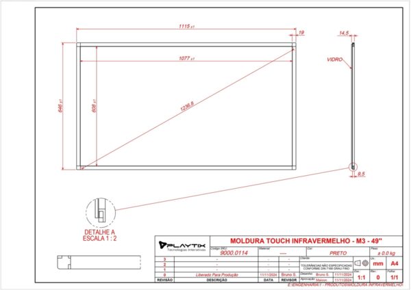 MOLDURA SENSÍVEL AO TOQUE INFRAVERMELHA 49" FORMATO 16:9-4605